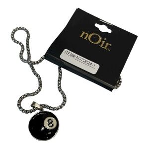 NEW! nOir Jewelry 8 Ball Necklace Black & Silver 8 Ball Necklace